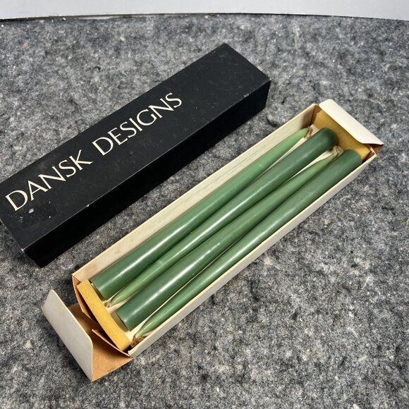 Vintage Dansk Designs France Olive Green 8" Taper Candles Set Of 8 Style 1818 - Picture 8 of 12